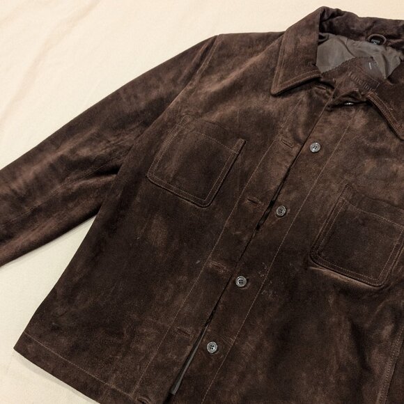 Brown Suede Leather Fall Coat - Women's sz M - Picture 3 of 14